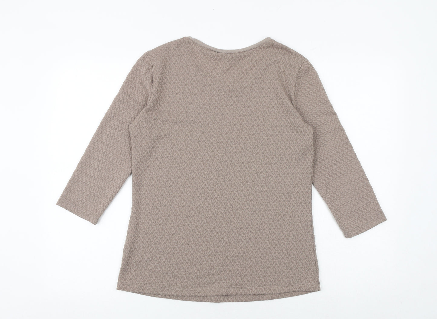 Canada Womens Brown Polyester Basic T-Shirt Size XS Boat Neck - Textured