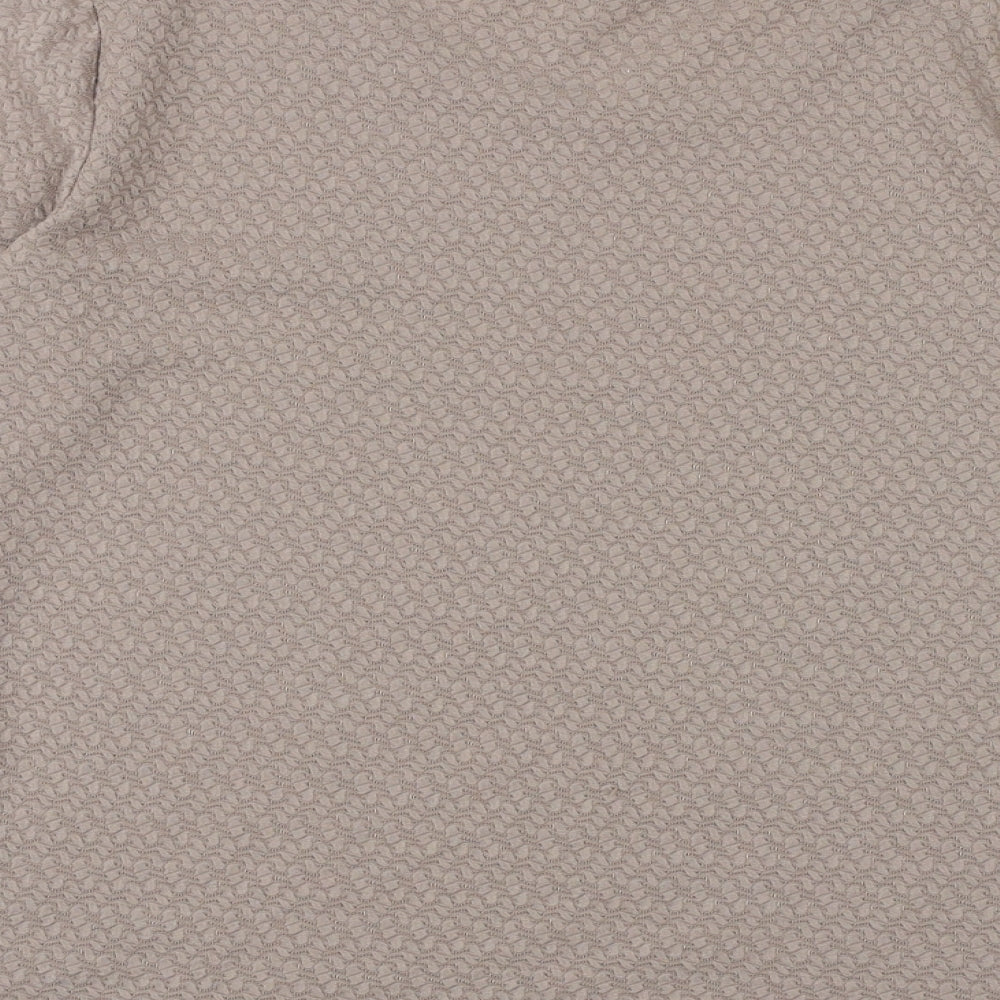 Canada Womens Brown Polyester Basic T-Shirt Size XS Boat Neck - Textured