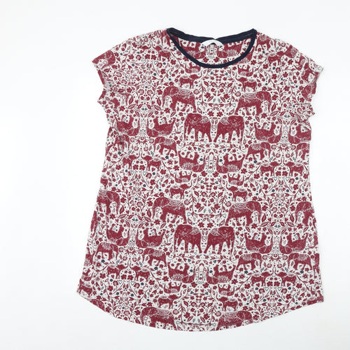 Marks and Spencer Womens Red Geometric Cotton Top Dress Size 18