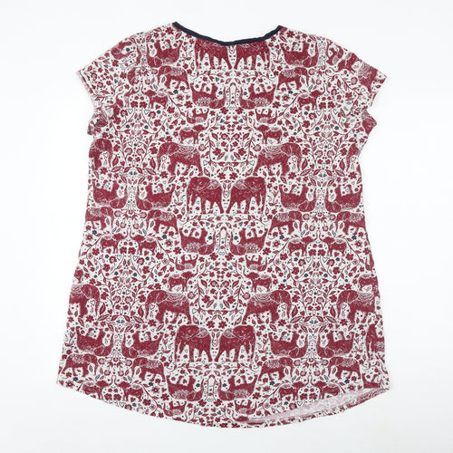 Marks and Spencer Womens Red Geometric Cotton Top Dress Size 18