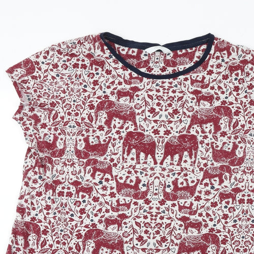 Marks and Spencer Womens Red Geometric Cotton Top Dress Size 18