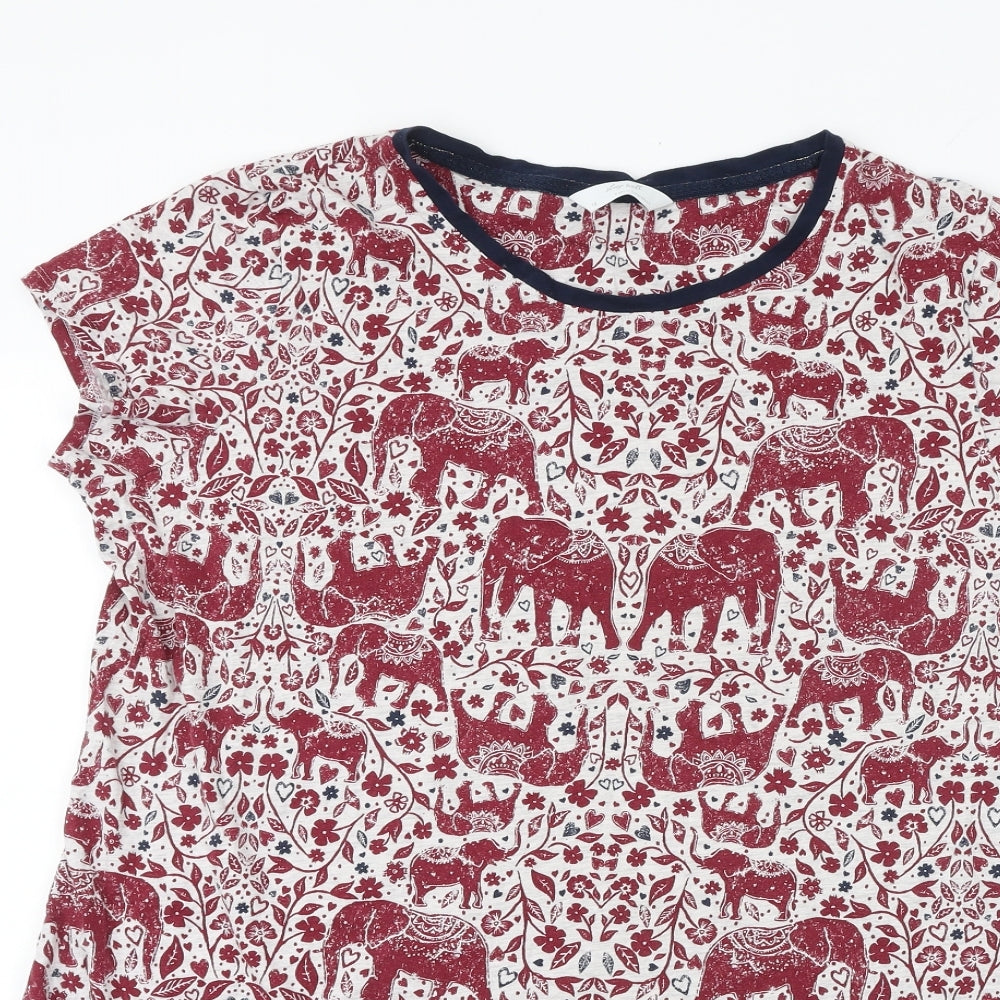 Marks and Spencer Womens Red Geometric Cotton Top Dress Size 18
