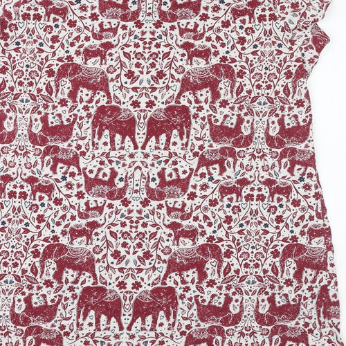 Marks and Spencer Womens Red Geometric Cotton Top Dress Size 18
