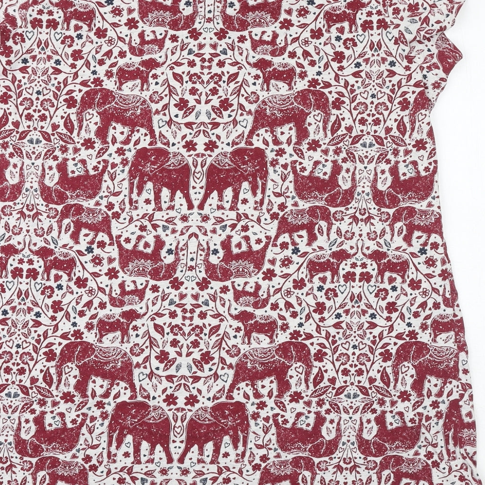 Marks and Spencer Womens Red Geometric Cotton Top Dress Size 18