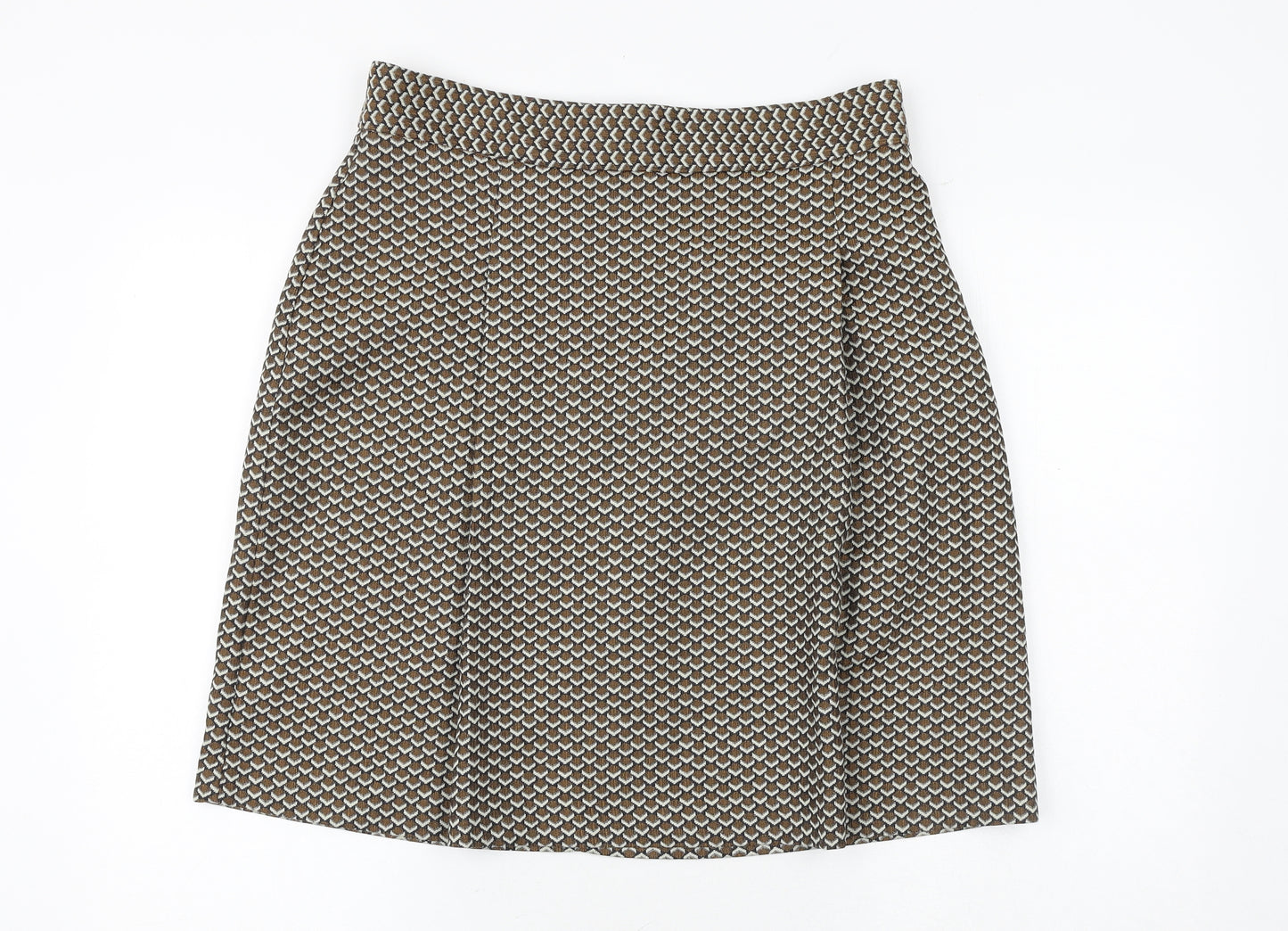 Marks and Spencer Womens Multicoloured Geometric Polyester A-Line Skirt Size 14 Zip