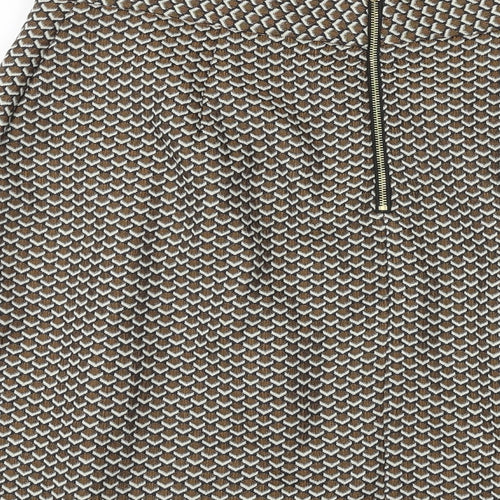 Marks and Spencer Womens Multicoloured Geometric Polyester A-Line Skirt Size 14 Zip