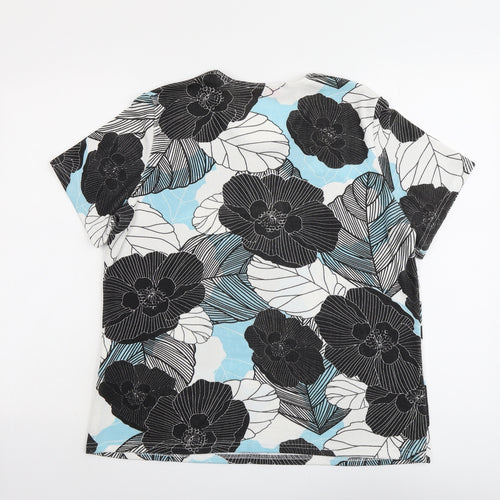 Julipa Womens Multicoloured Floral Polyester Basic T-Shirt Size 16 Round Neck
