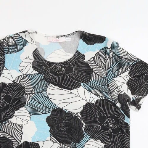 Julipa Womens Multicoloured Floral Polyester Basic T-Shirt Size 16 Round Neck