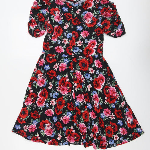 Very Womens Multicoloured Floral Viscose A-Line Size 12 Round Neck Pullover