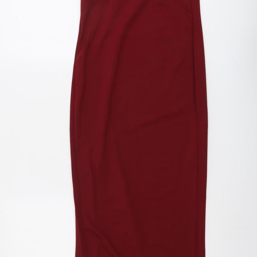 Boohoo Womens Red Polyester Bodycon Size 10 Round Neck Pullover