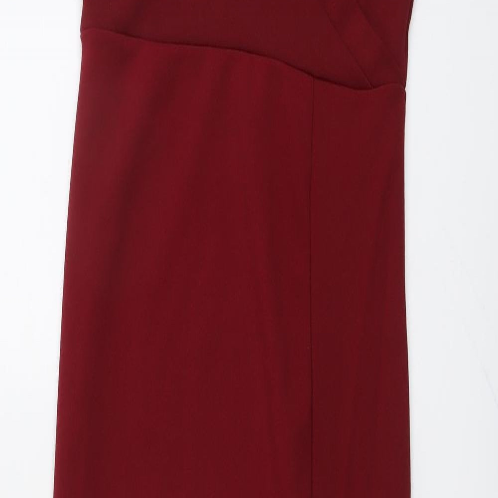 Boohoo Womens Red Polyester Bodycon Size 10 Round Neck Pullover