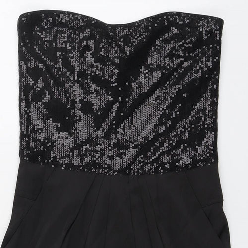 Zara Womens Black Polyester Bodycon Size S Sweetheart Zip