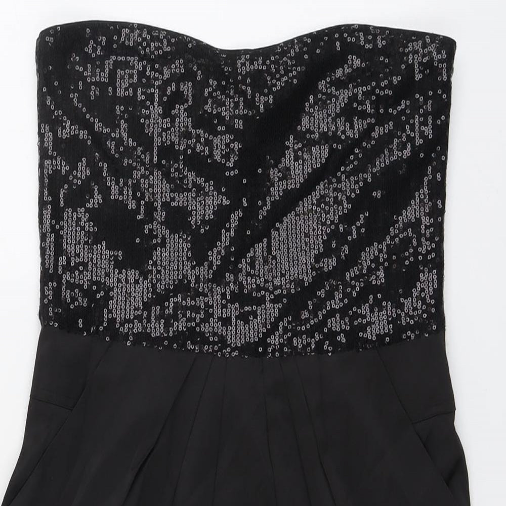 Zara Womens Black Polyester Bodycon Size S Sweetheart Zip