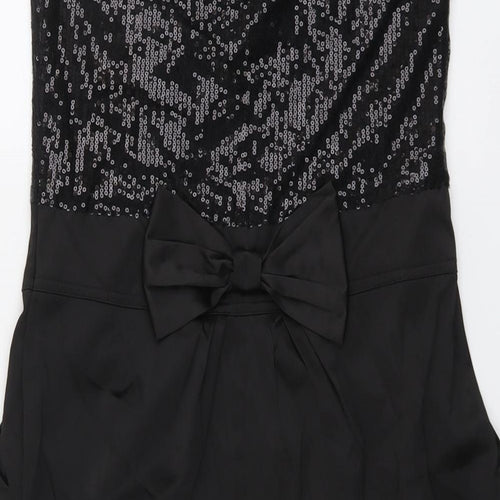 Zara Womens Black Polyester Bodycon Size S Sweetheart Zip