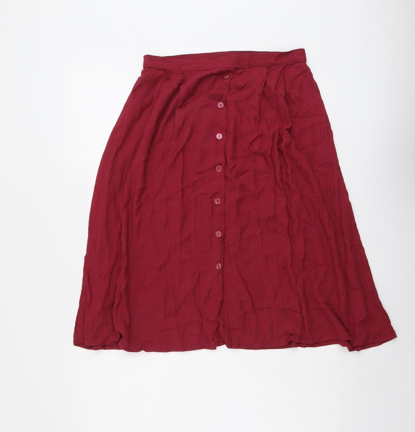Marks and Spencer Womens Red Viscose Swing Skirt Size 14