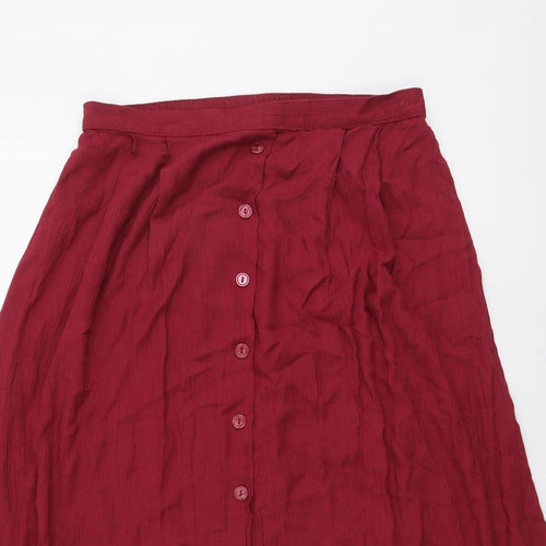 Marks and Spencer Womens Red Viscose Swing Skirt Size 14