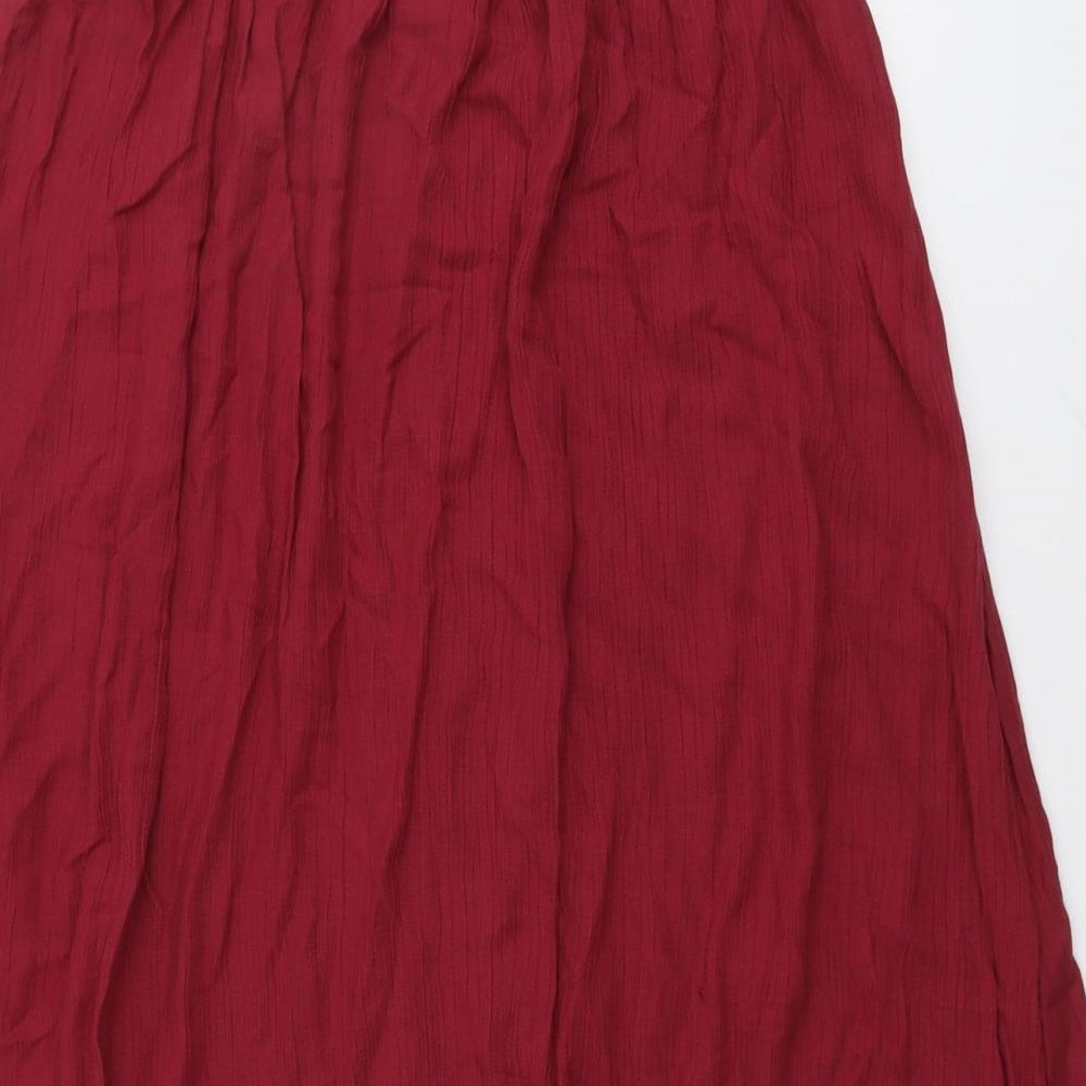 Marks and Spencer Womens Red Viscose Swing Skirt Size 14
