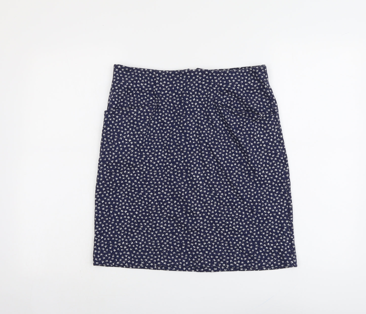 Fat Face Womens Blue Geometric Cotton A-Line Skirt Size 8 Zip