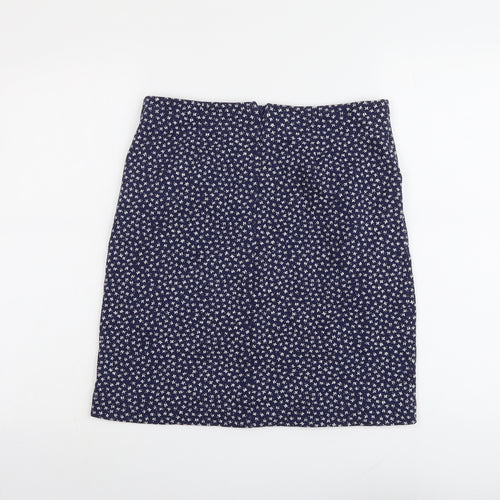 Fat Face Womens Blue Geometric Cotton A-Line Skirt Size 8 Zip