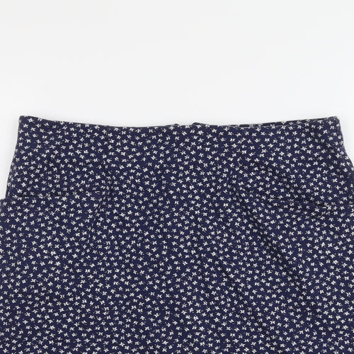 Fat Face Womens Blue Geometric Cotton A-Line Skirt Size 8 Zip