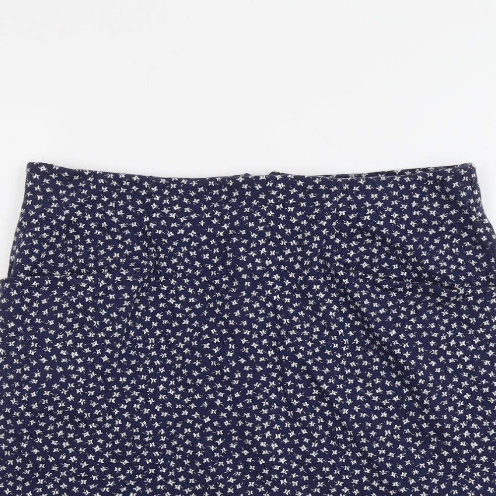 Fat Face Womens Blue Geometric Cotton A-Line Skirt Size 8 Zip