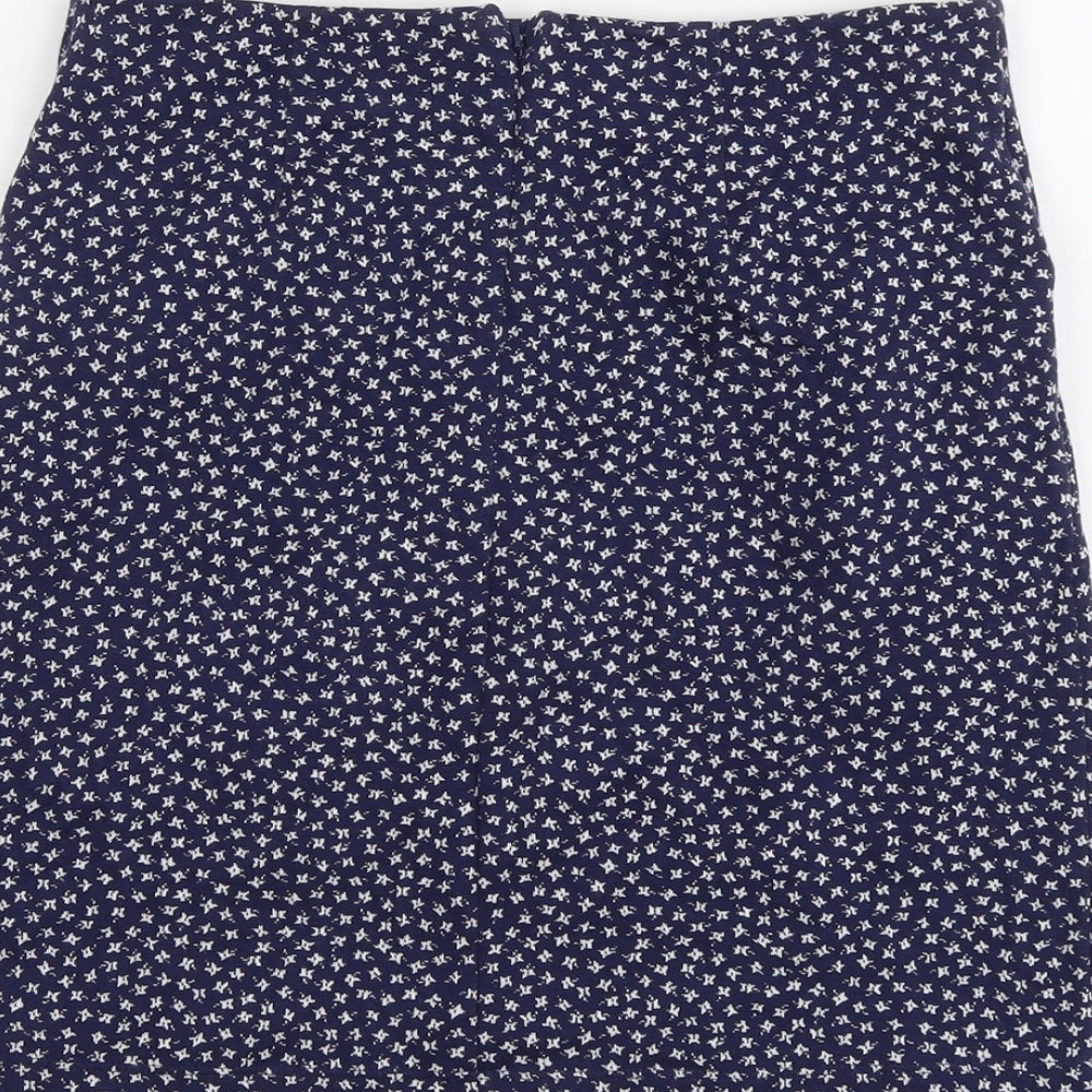 Fat Face Womens Blue Geometric Cotton A-Line Skirt Size 8 Zip