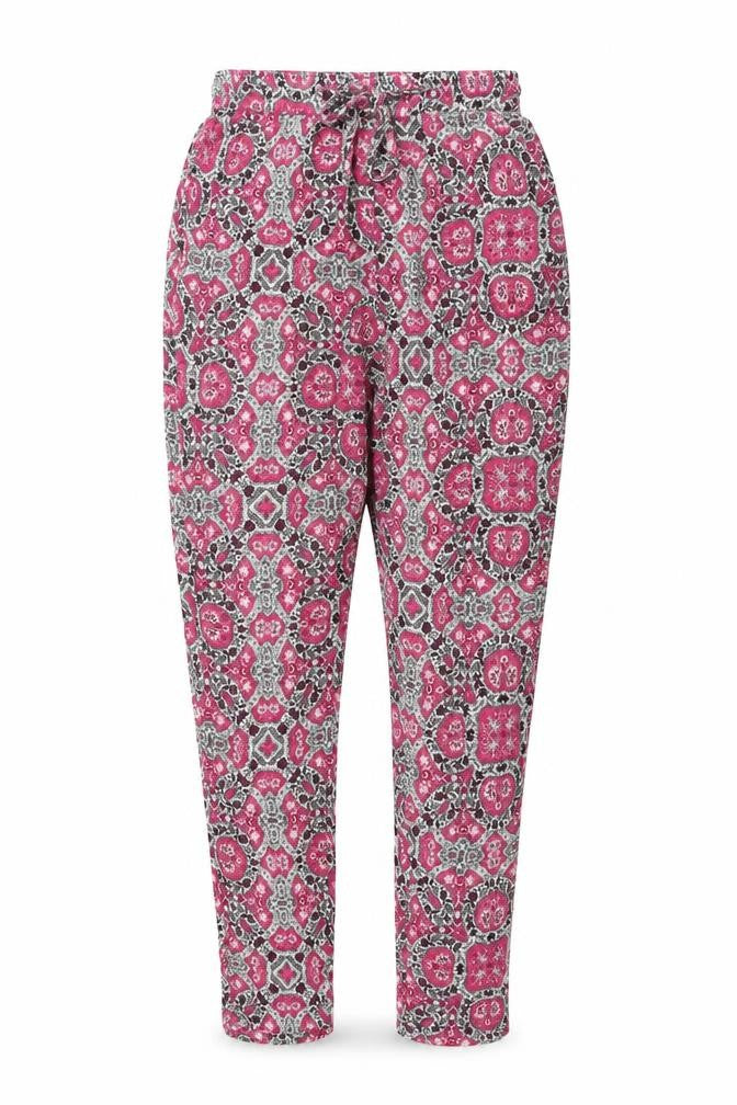 New Look Womens Pink Geometric Viscose Trousers Size 6 L27 in Regular Drawstring