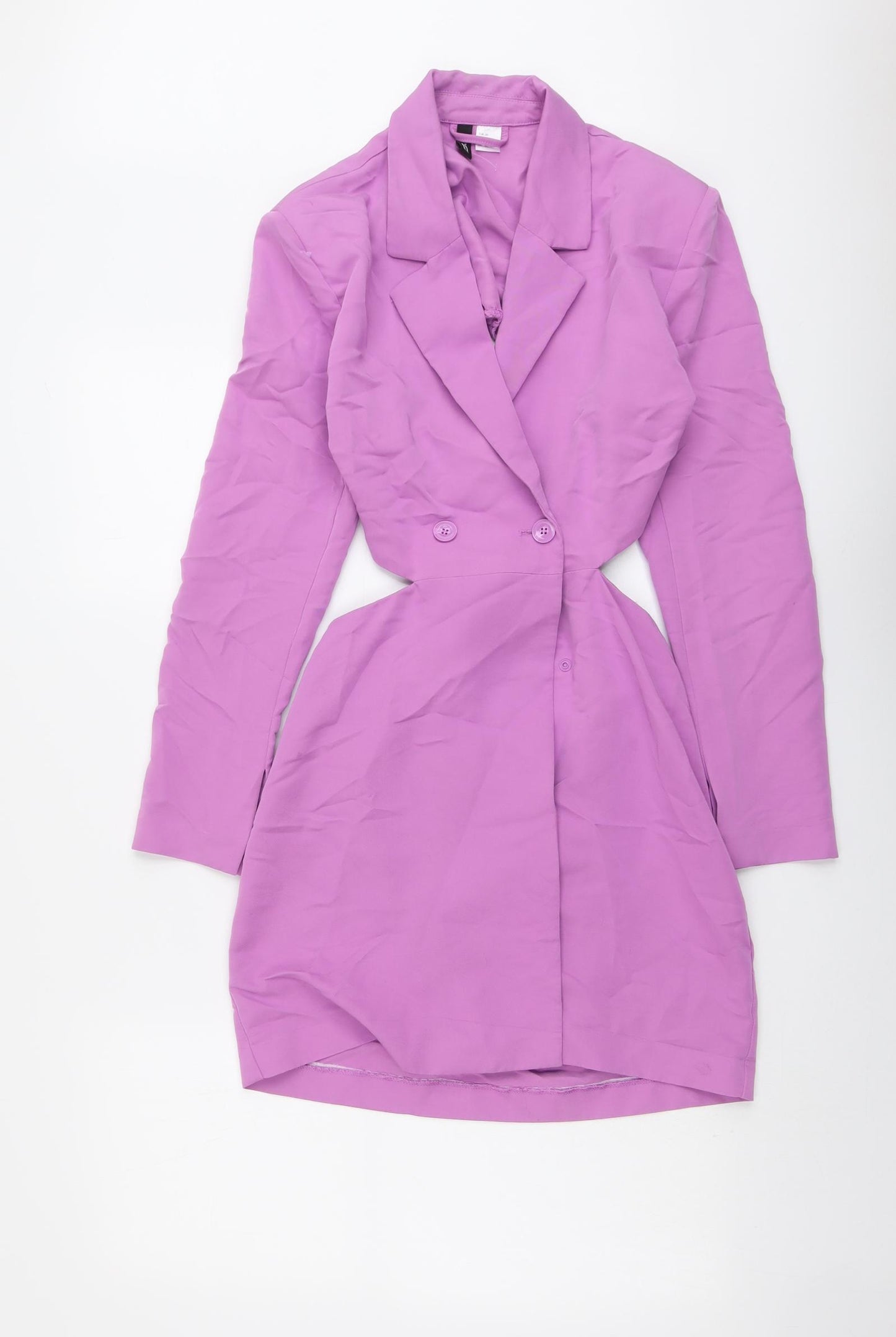 H&M Womens Purple Viscose Shirt Dress Size 8 V-Neck Button