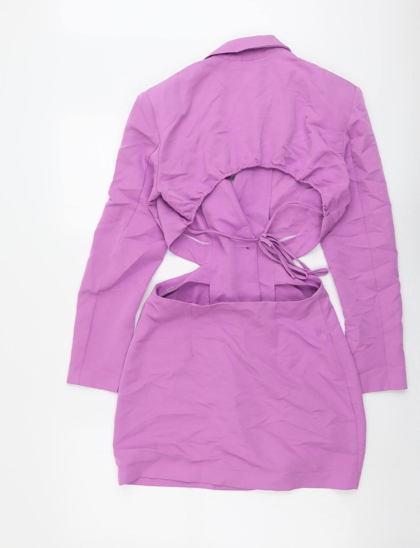 H&M Womens Purple Viscose Shirt Dress Size 8 V-Neck Button