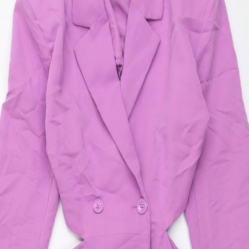H&M Womens Purple Viscose Shirt Dress Size 8 V-Neck Button