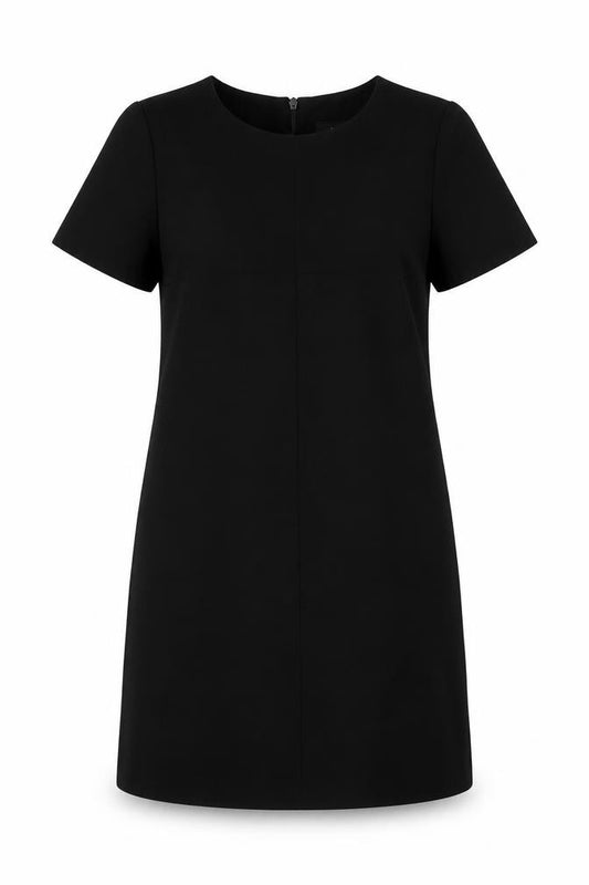 Front view of Next women’s black polyester a-line, size UK 10, roll neck zip