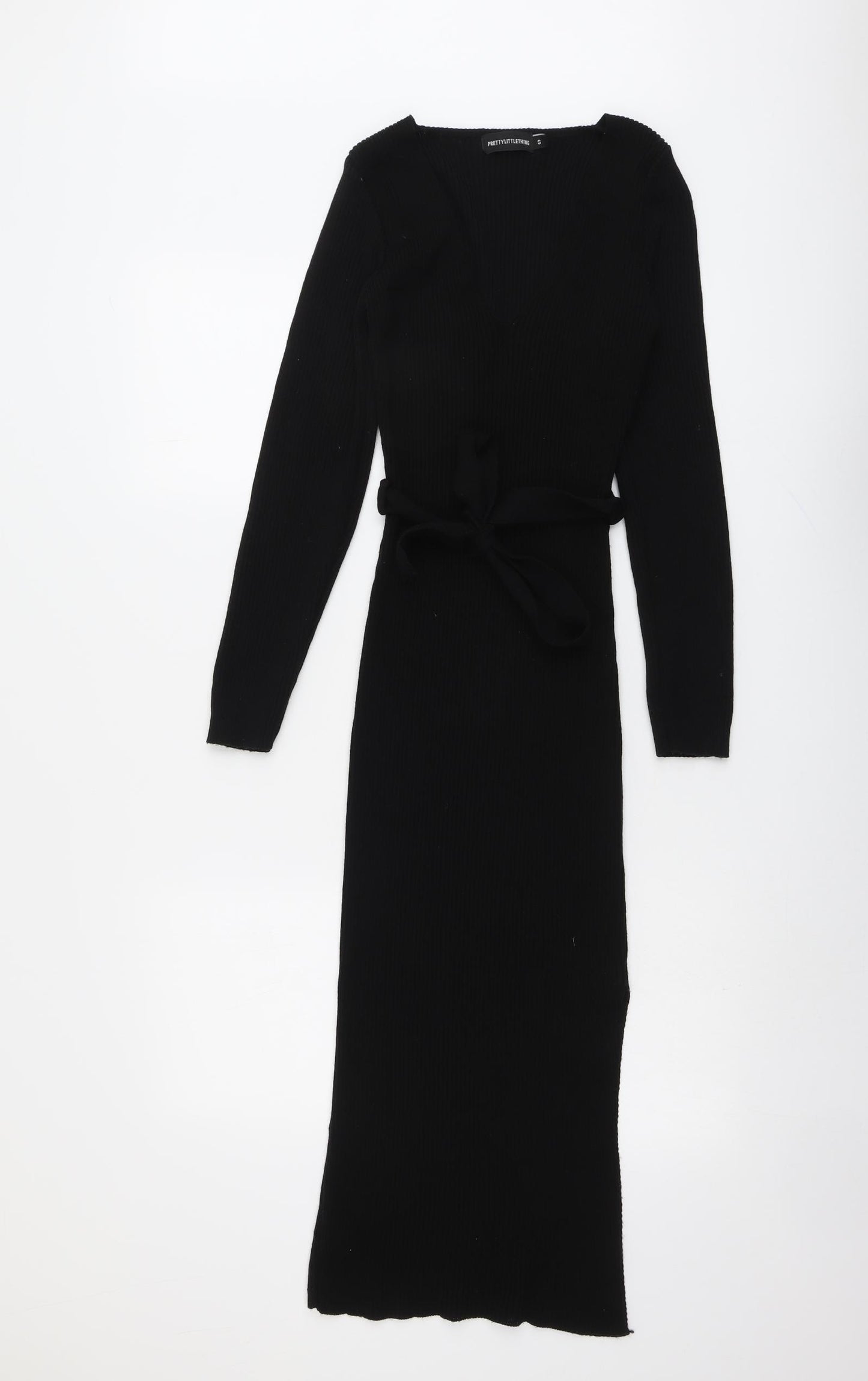 PRETTYLITTLETHING Womens Black Acrylic Bodycon Size S Round Neck Pullover