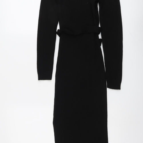 PRETTYLITTLETHING Womens Black Acrylic Bodycon Size S Round Neck Pullover