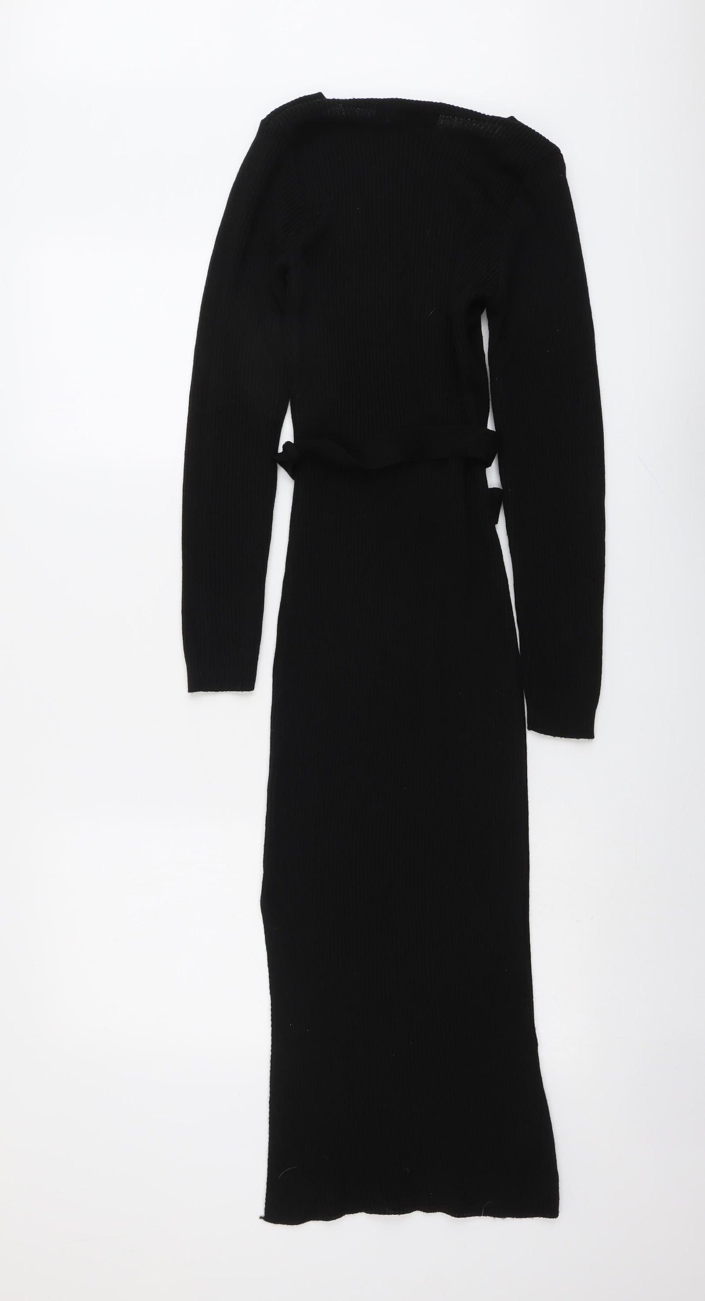 PRETTYLITTLETHING Womens Black Acrylic Bodycon Size S Round Neck Pullover