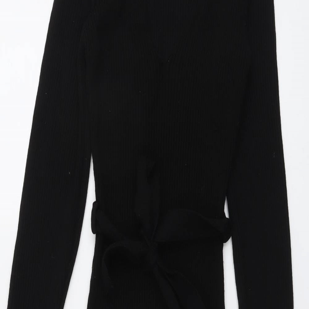 PRETTYLITTLETHING Womens Black Acrylic Bodycon Size S Round Neck Pullover