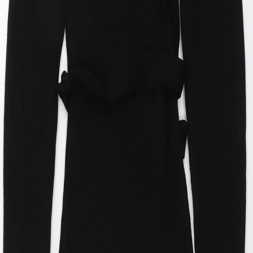 PRETTYLITTLETHING Womens Black Acrylic Bodycon Size S Round Neck Pullover
