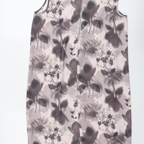 NEXT Womens Pink Geometric Polyester Tank Dress Size 12 Round Neck Zip