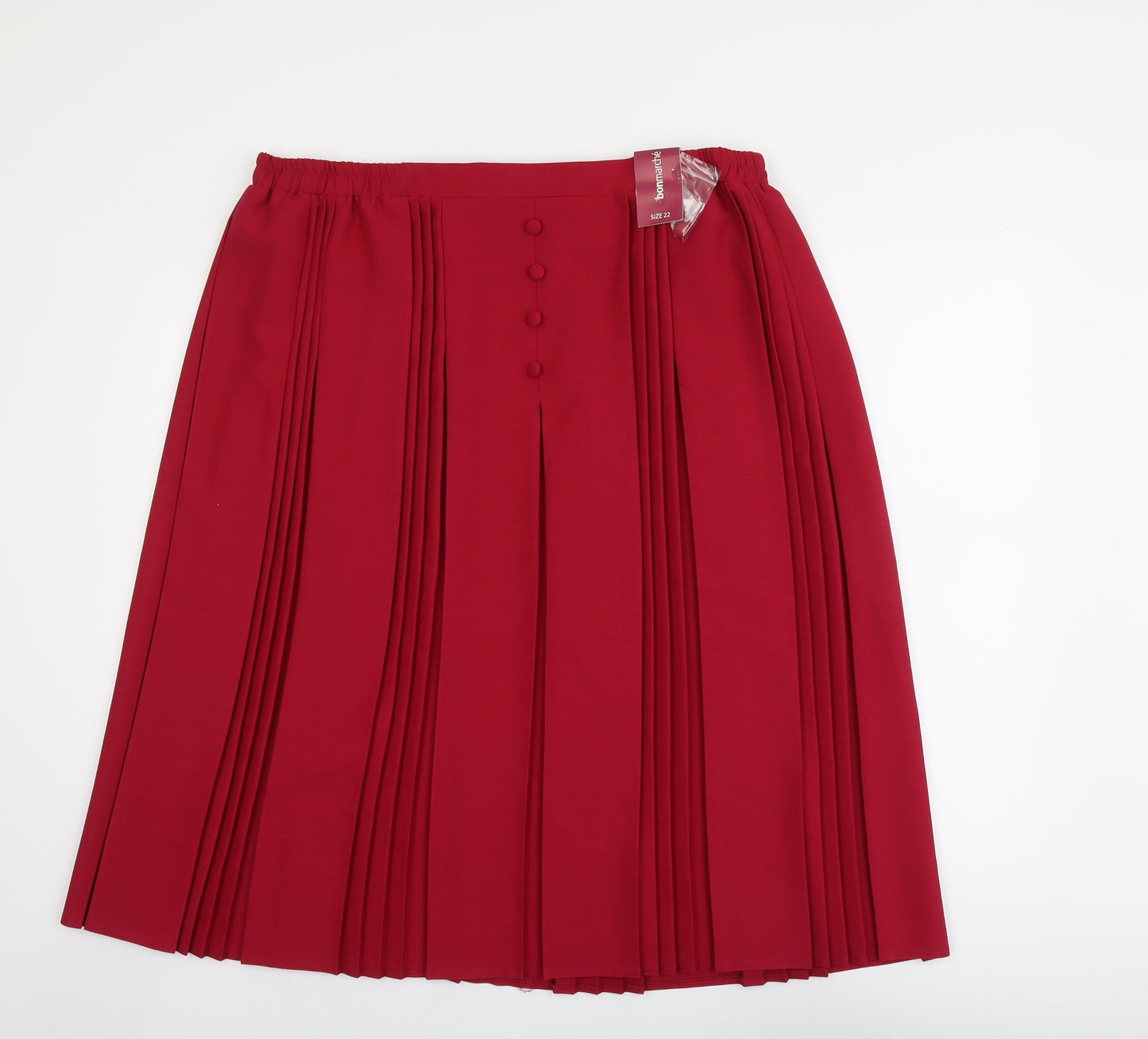 Bonmarché Womens Red Polyester Pleated Skirt Size 22