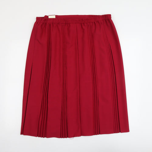 Bonmarché Womens Red Polyester Pleated Skirt Size 22
