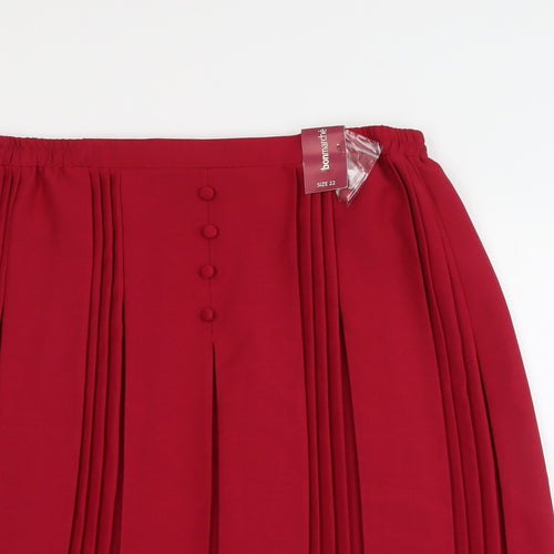 Bonmarché Womens Red Polyester Pleated Skirt Size 22