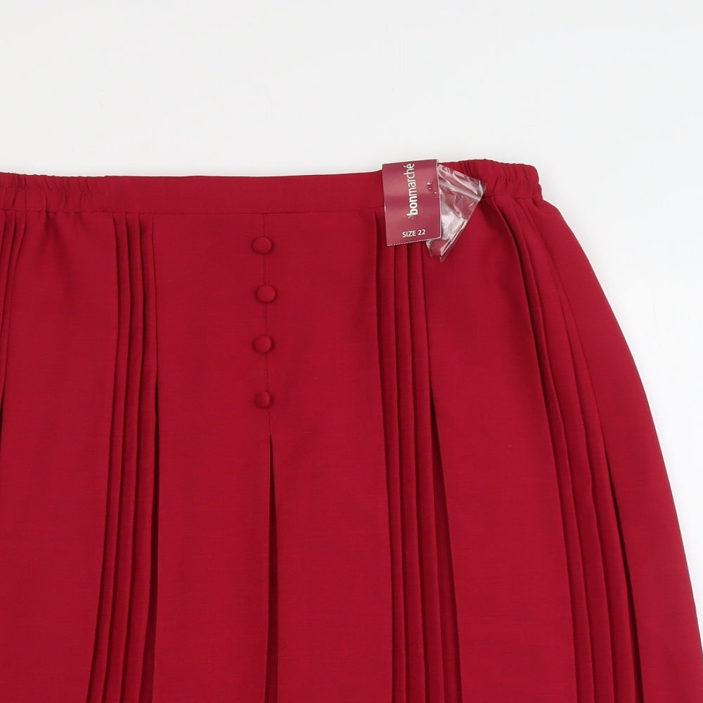 Bonmarché Womens Red Polyester Pleated Skirt Size 22