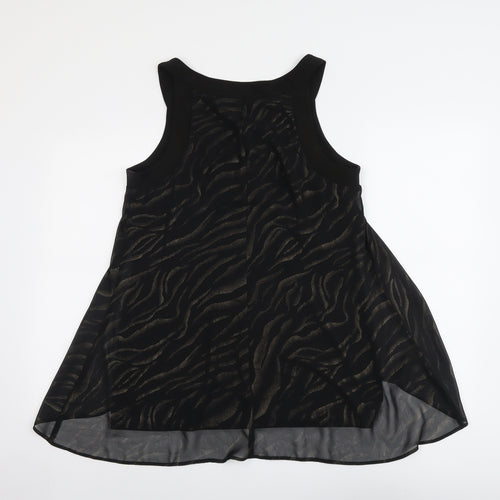 Roman Womens Black Geometric Polyester Basic Tank Size 14 Round Neck