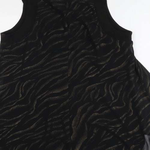 Roman Womens Black Geometric Polyester Basic Tank Size 14 Round Neck