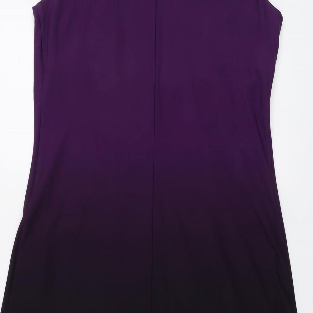 Ronni Nicole Womens Purple Polyester A-Line Size 14 Round Neck Pullover