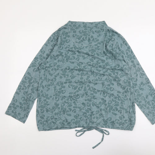 EWM Womens Green Geometric Cotton Basic Blouse Size 14 Round Neck