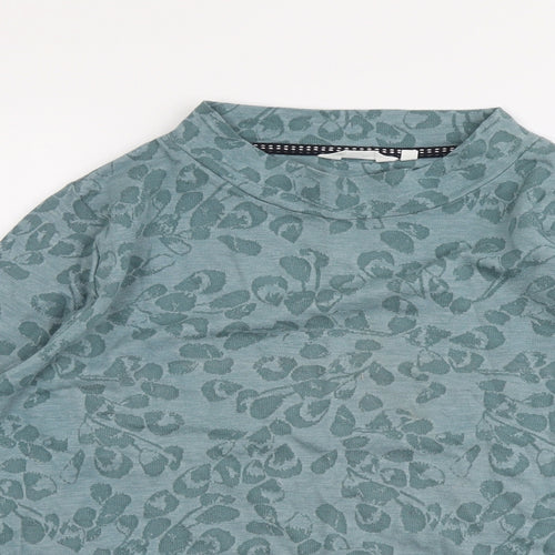 EWM Womens Green Geometric Cotton Basic Blouse Size 14 Round Neck
