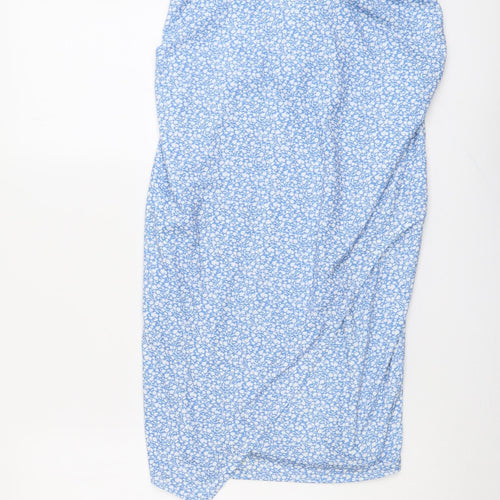 In the Style Womens Blue Floral Polyester A-Line Skirt Size 8