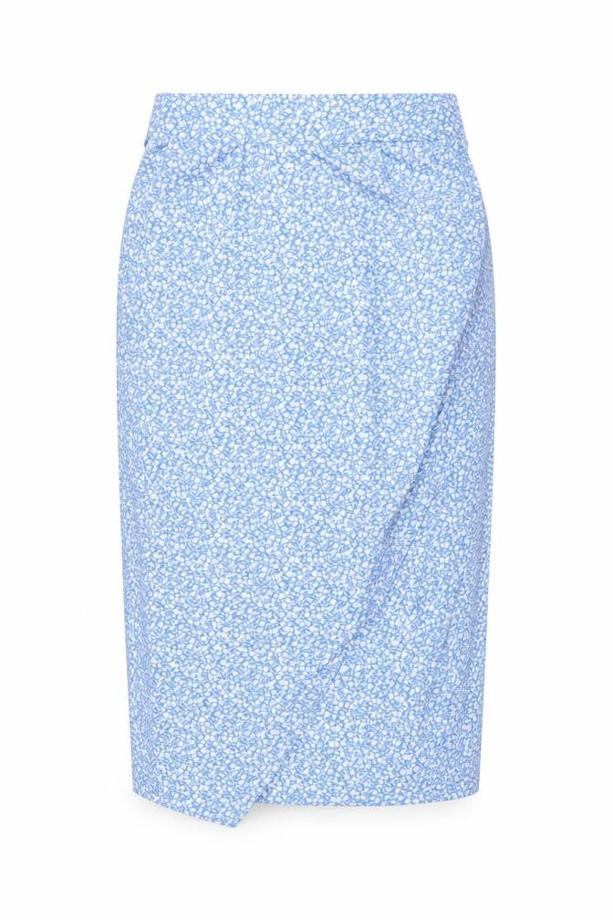 In the Style Womens Blue Floral Polyester A-Line Skirt Size 8