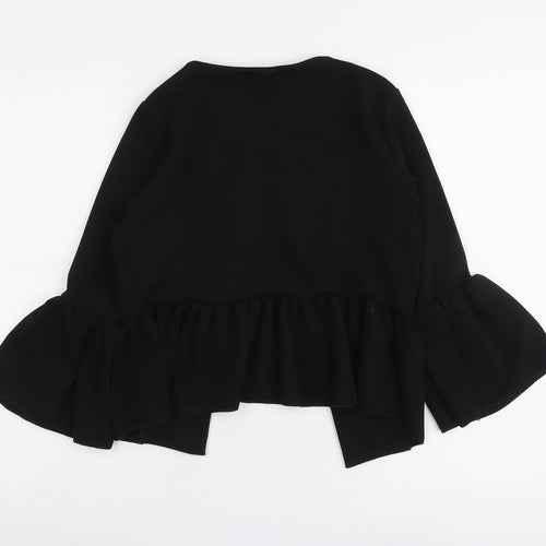 Boohoo Womens Black Jacket Blazer Size 6 - Flute Sleeve
