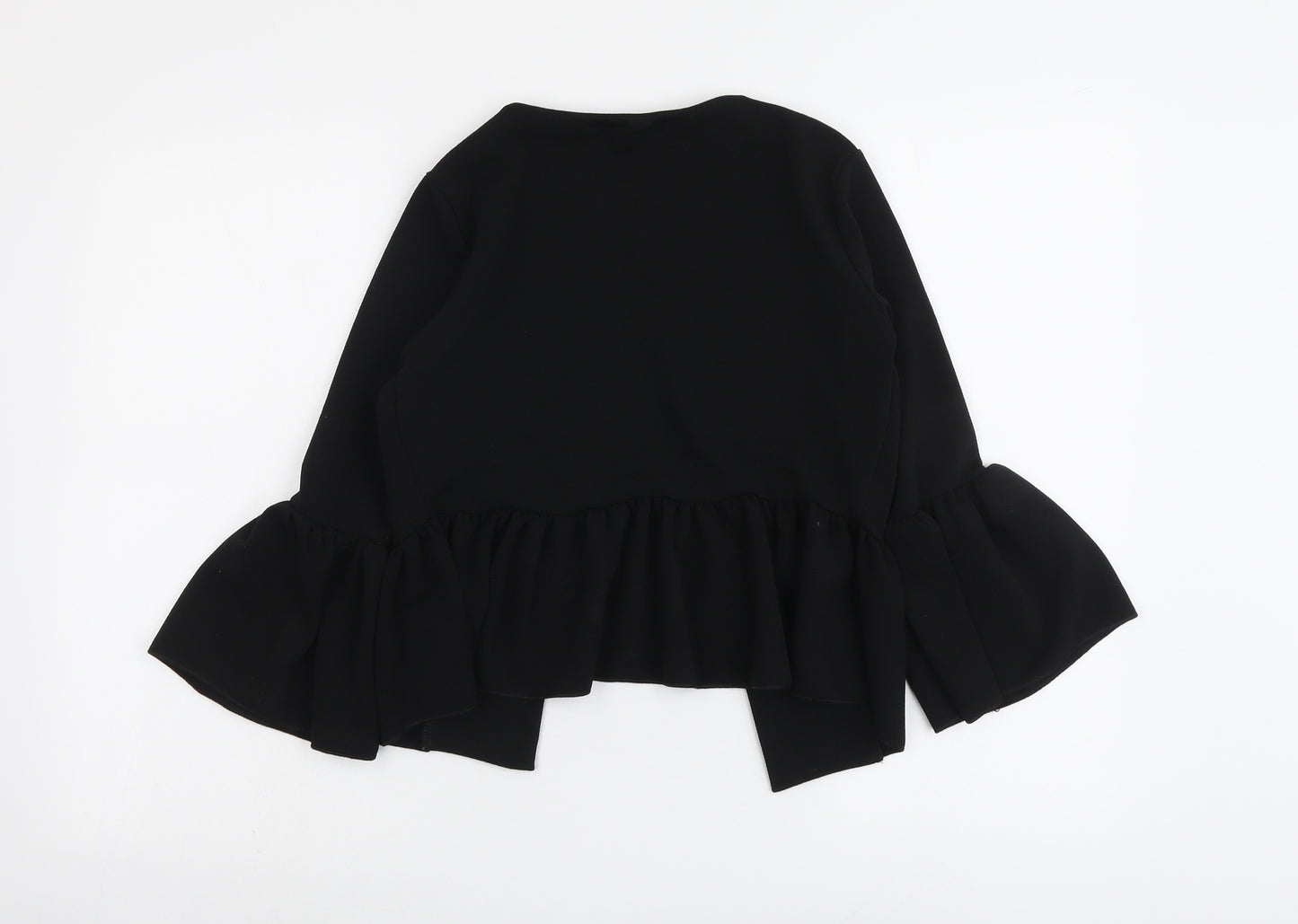 Boohoo Womens Black Jacket Blazer Size 6 - Flute Sleeve